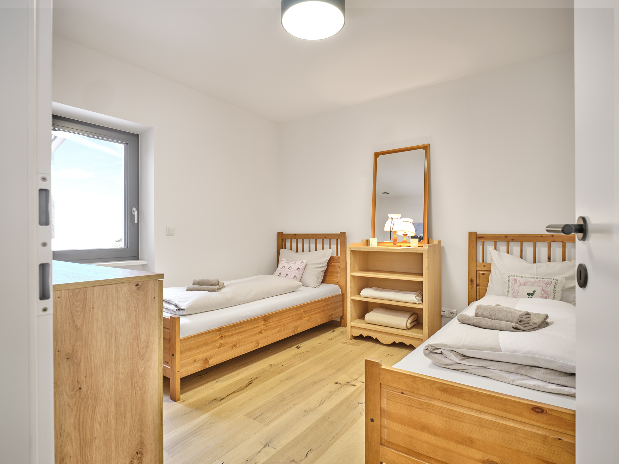 The twin room in morning light
